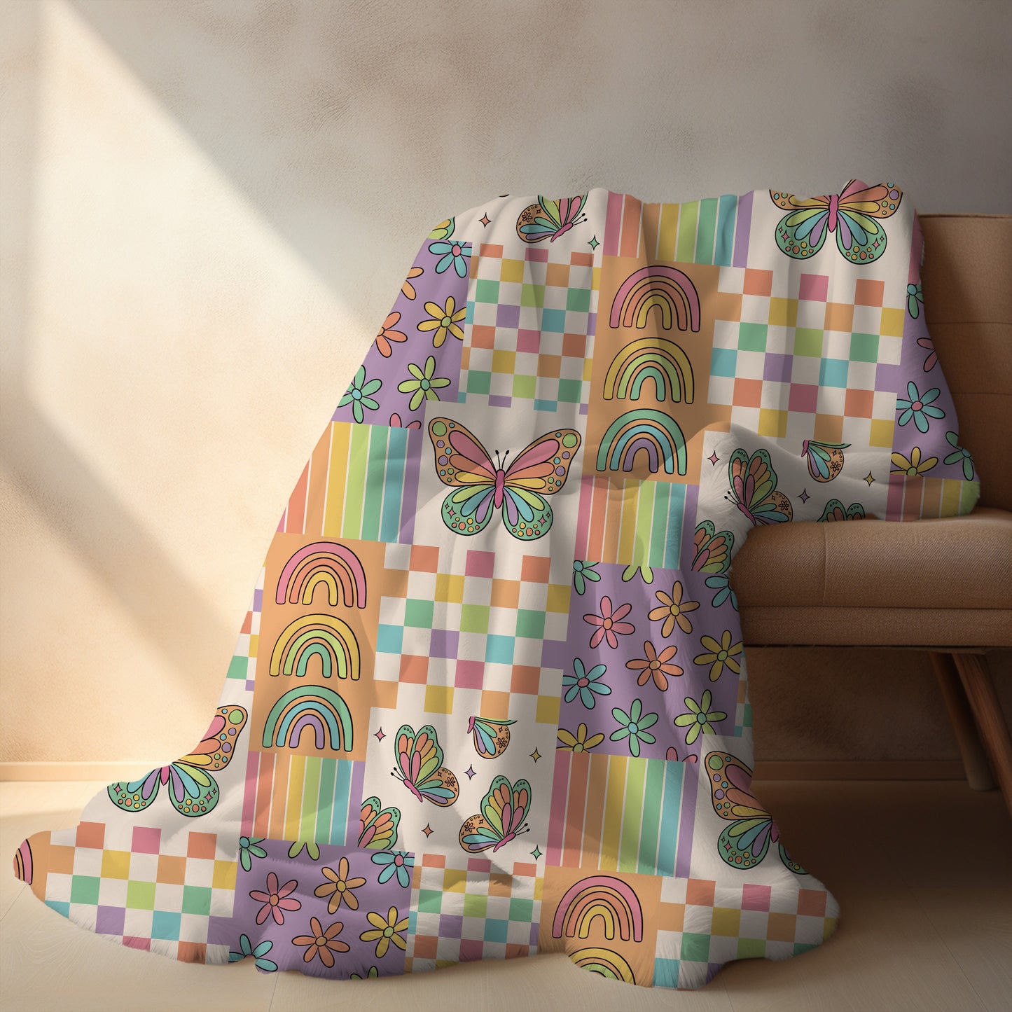 Personalized Patchwork Butterfly Blanket