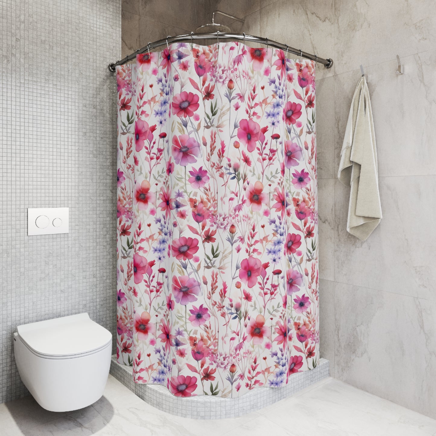 Personalized Boho Floral Shower Curtain