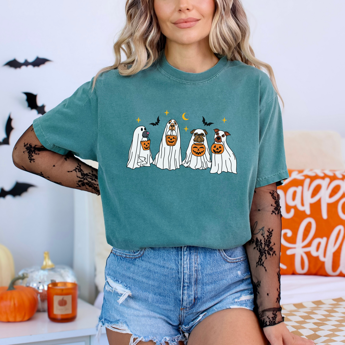 Ghost Dog Comfort Colors T-shirt for Halloween Fall