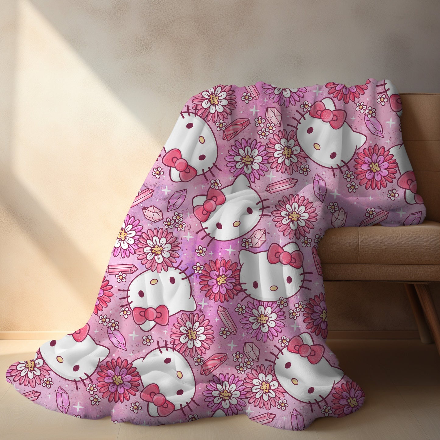 Personalized Pink Hello Kitty Blanket