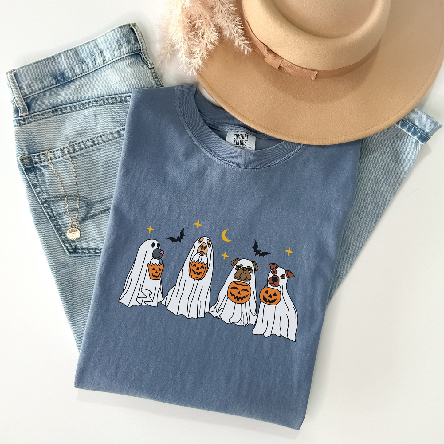 Ghost Dog Comfort Colors T-shirt for Halloween Fall