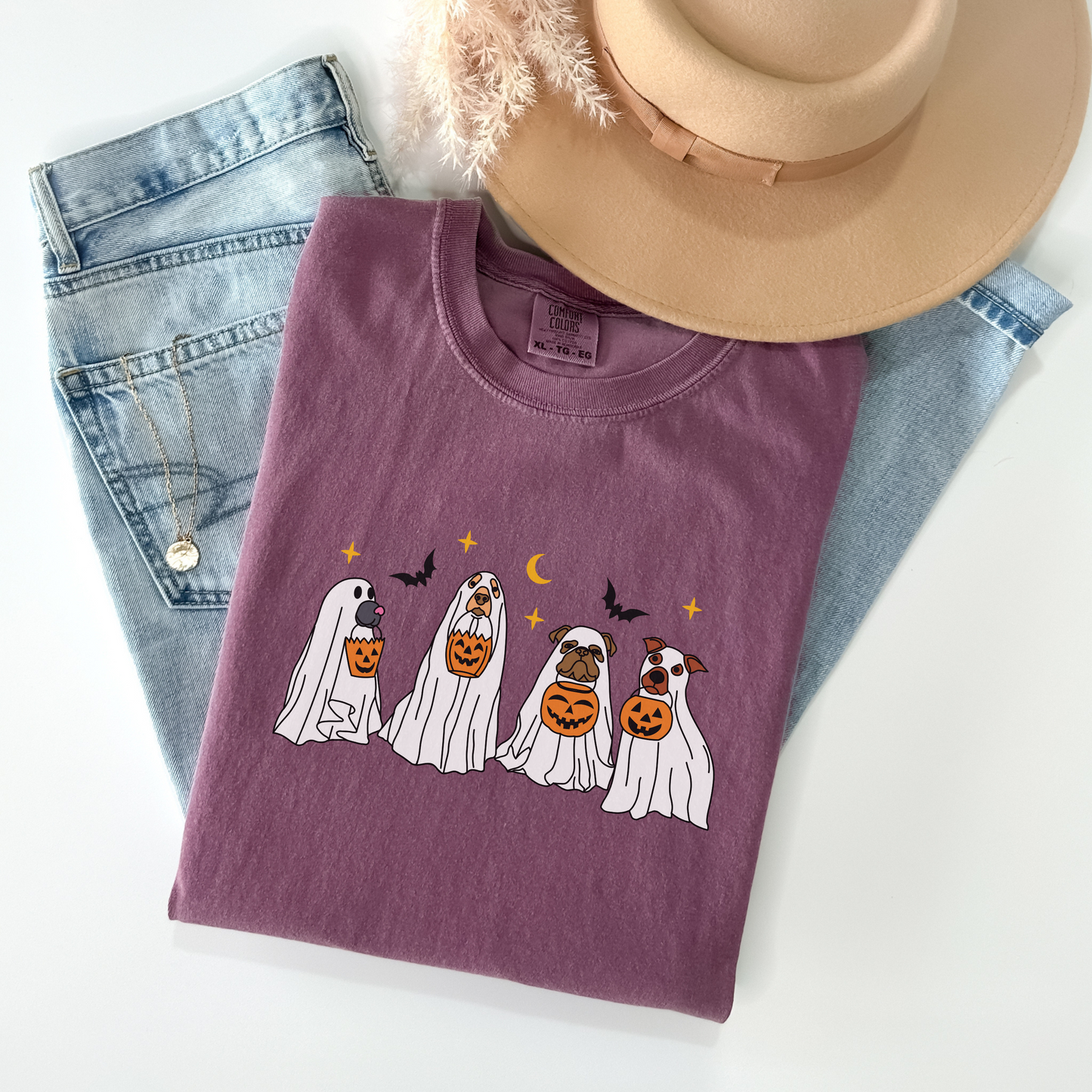 Ghost Dog Comfort Colors T-shirt for Halloween Fall