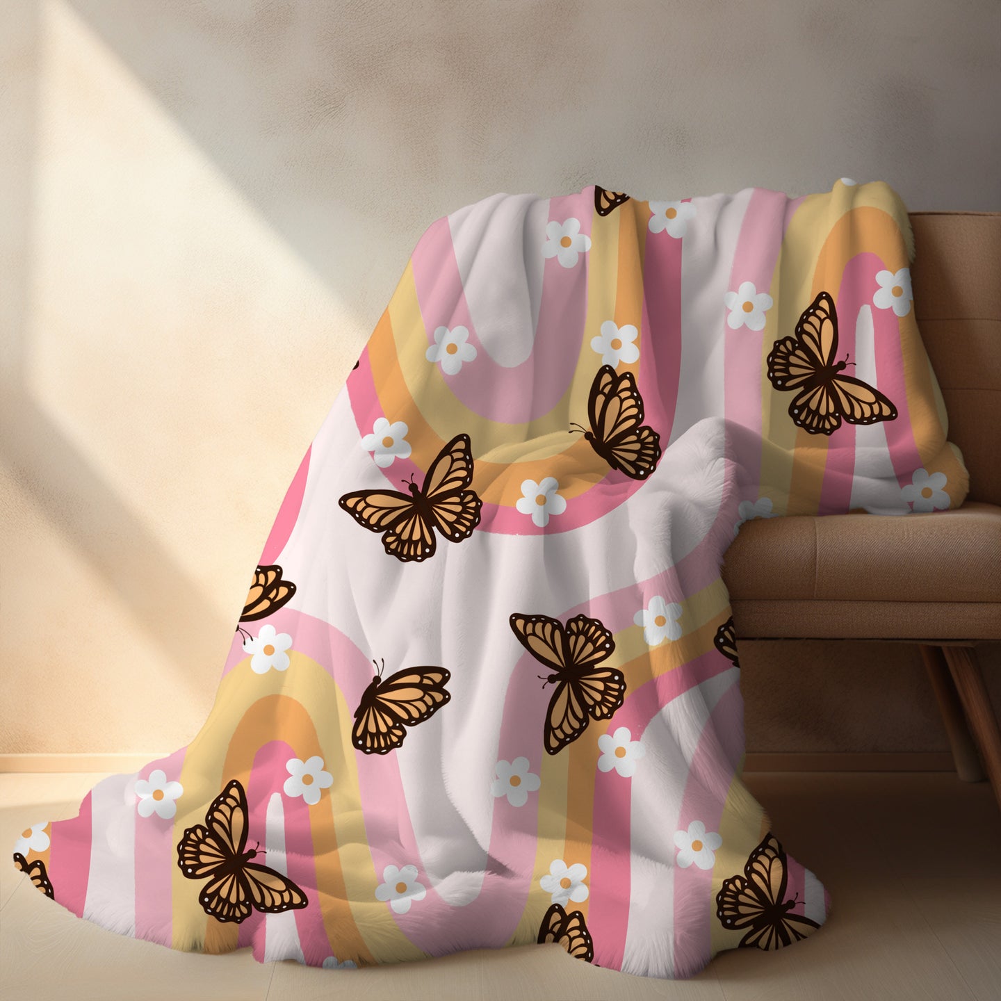 Personalized Pink Groovy Butterfly Blanket