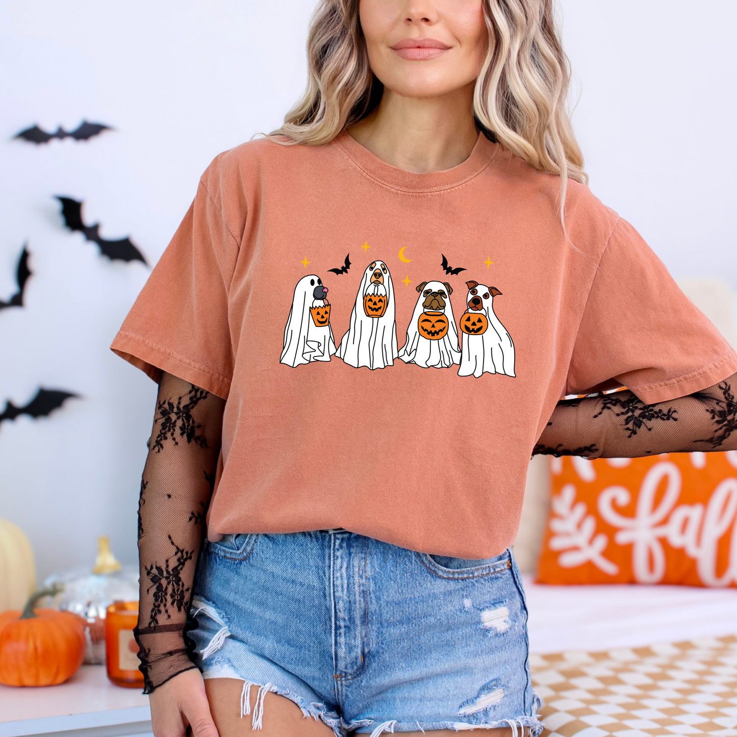Ghost Dog Comfort Colors T-shirt for Halloween Fall