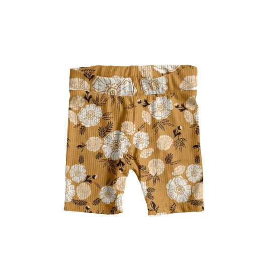 Floral Ribbed Baby and Kids Biker Shorts