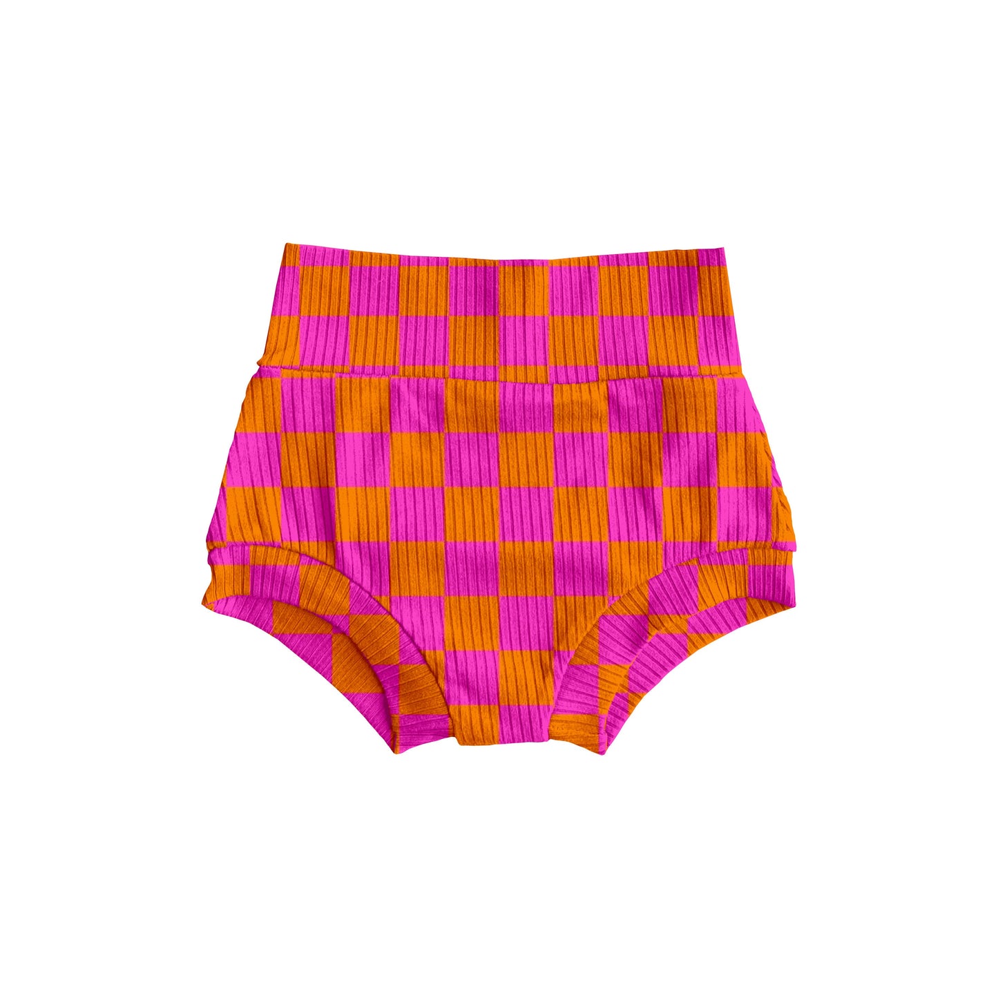 Neon Pink and Orange Checkerboard Baby and Kids Shorts