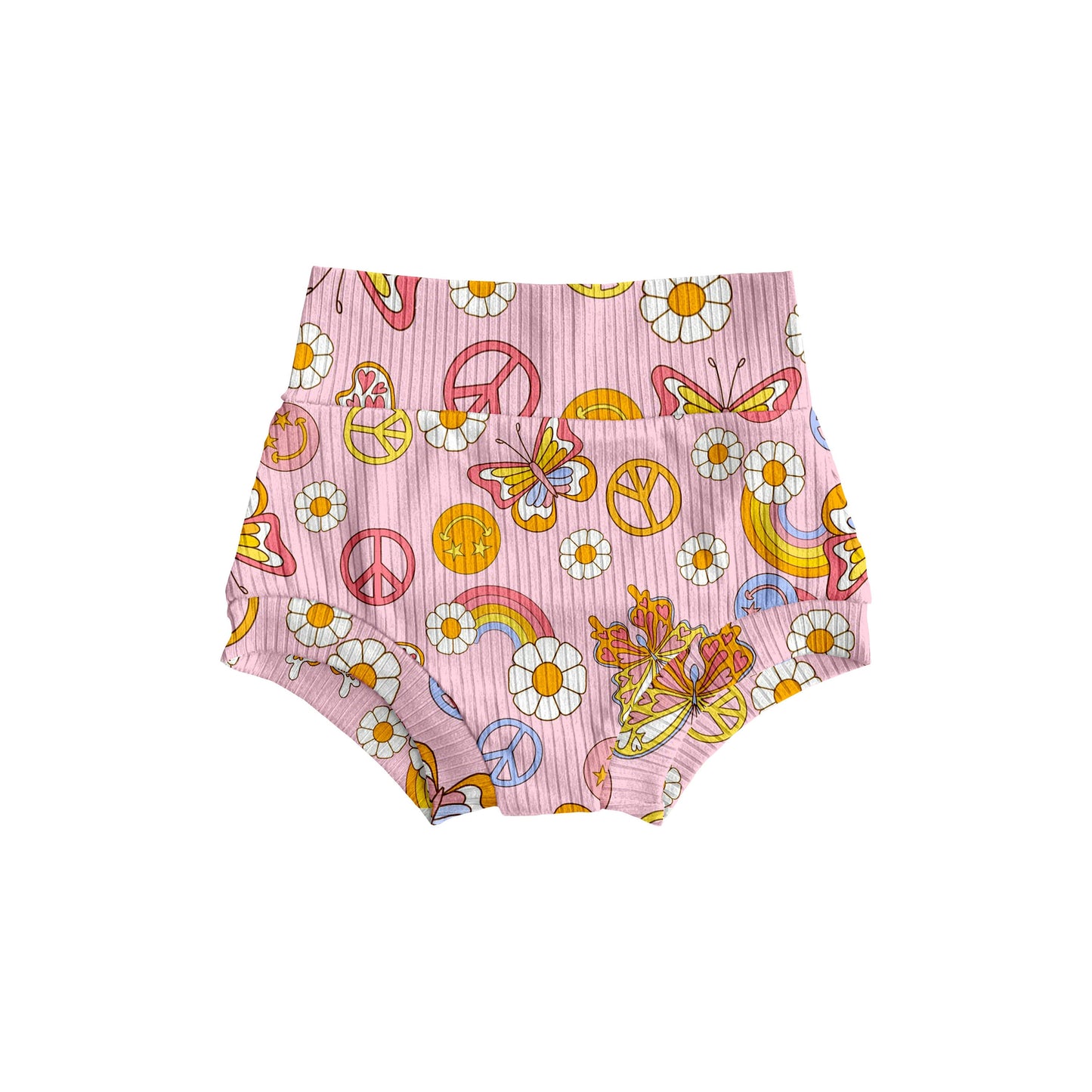 Pink Groovy Ribbed Baby Bummie Shorts