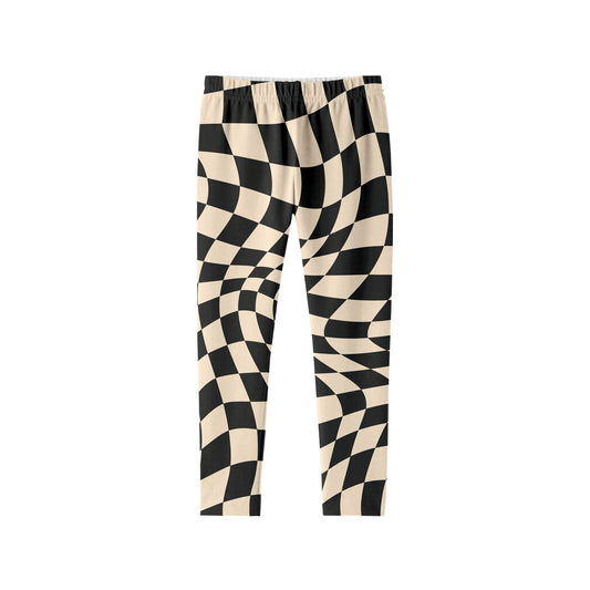 Kids Black Checkered Leggings