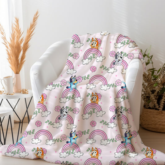 Personalized Pink Boho Bluey Blanket