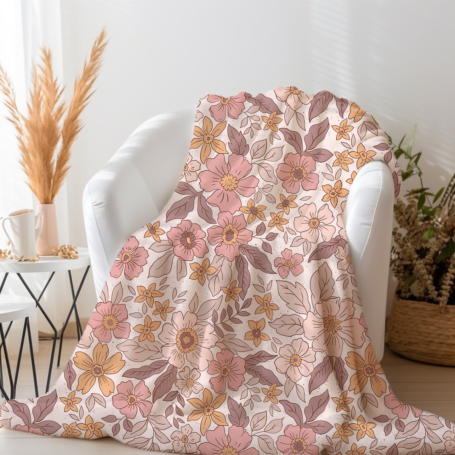 Personalized Boho Floral Blanket