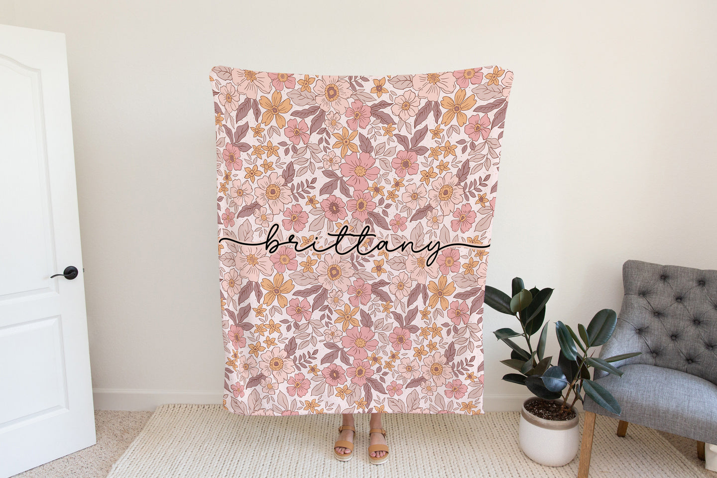 Personalized Floral Blanket