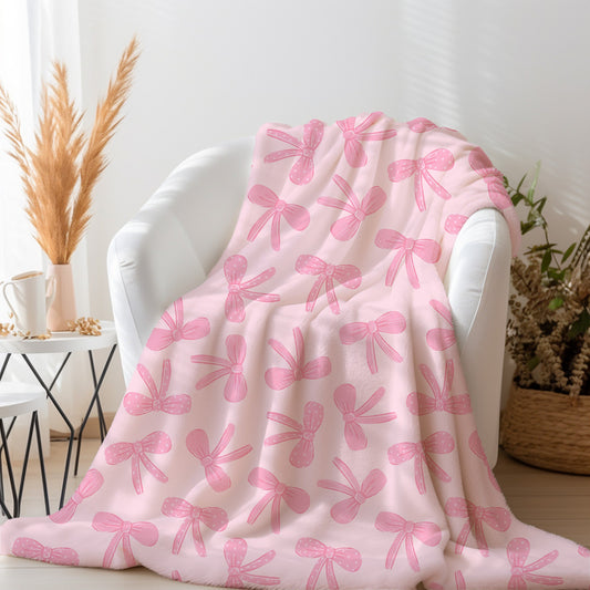 Coquette Pink Bow Blanket