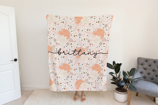 Personalized Floral Boho Blanket