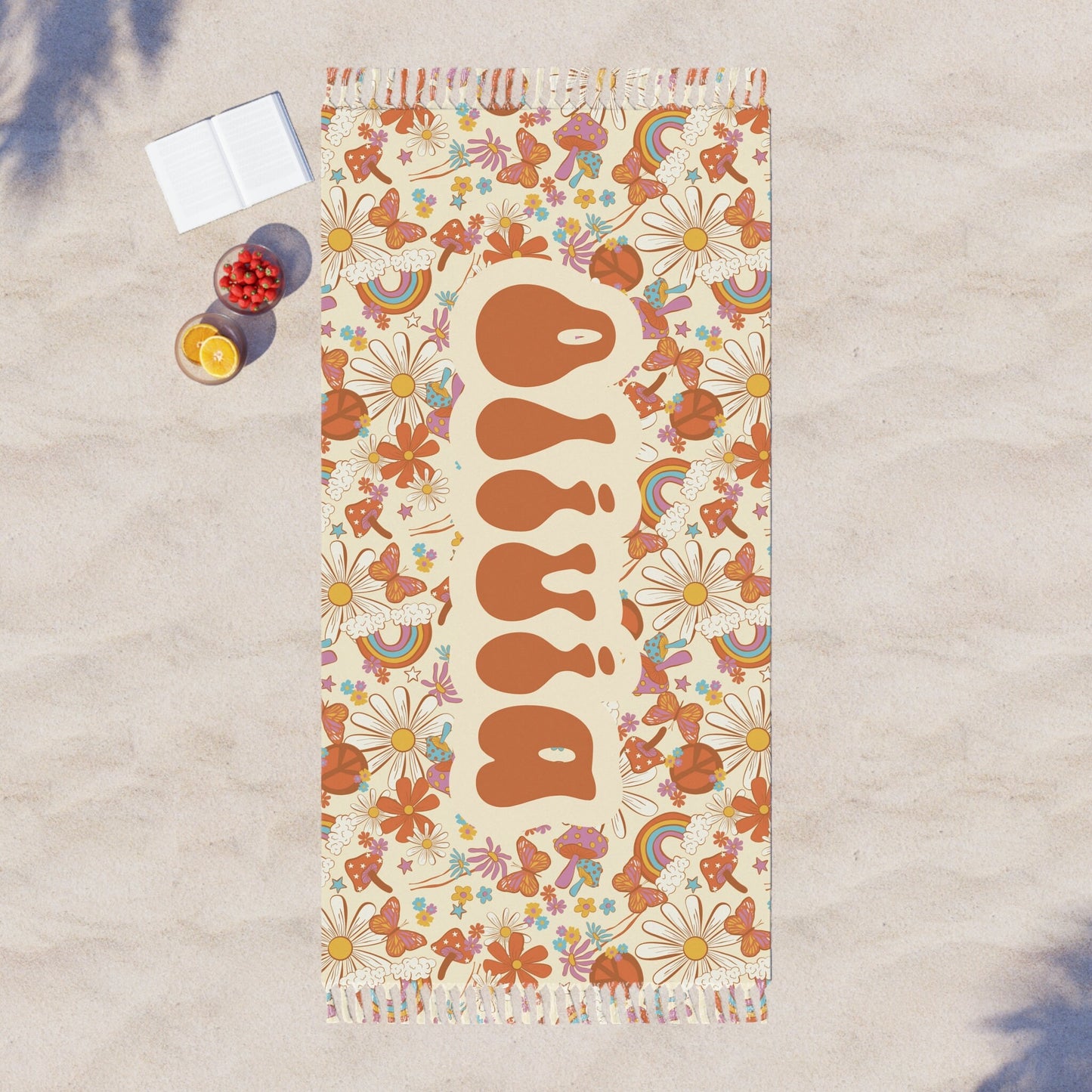 Personalized Retro Boho Beach towel