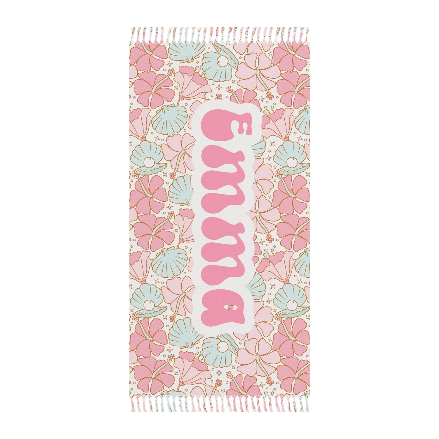 Personalized Pink and Blue Floral Beach towel