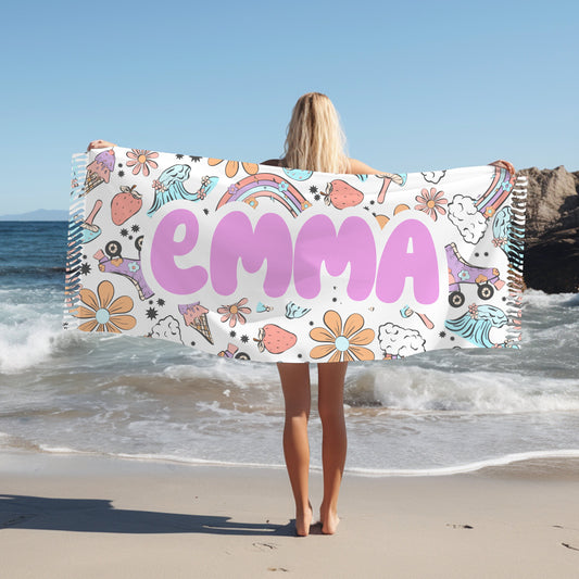 Personalized Groovy Beach Towel, Custom beach towel gift