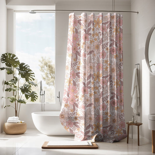 Personalized Boho Floral Shower Curtain