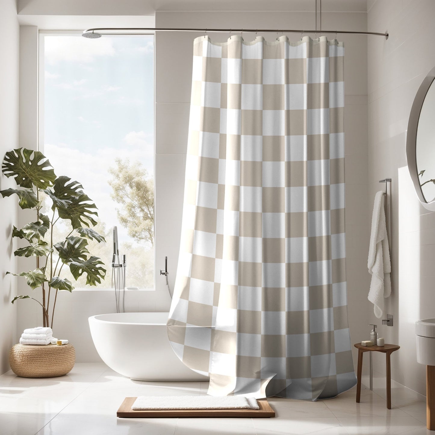 Personalized Checkered Shower Curtain