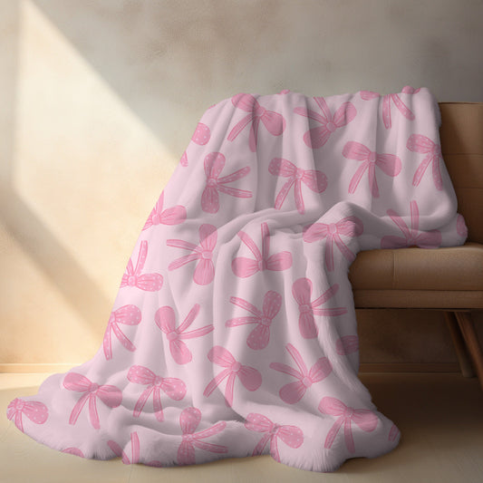 Personalized Pink Coquette Bow Blanket