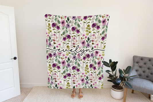 Personalized Floral Blanket