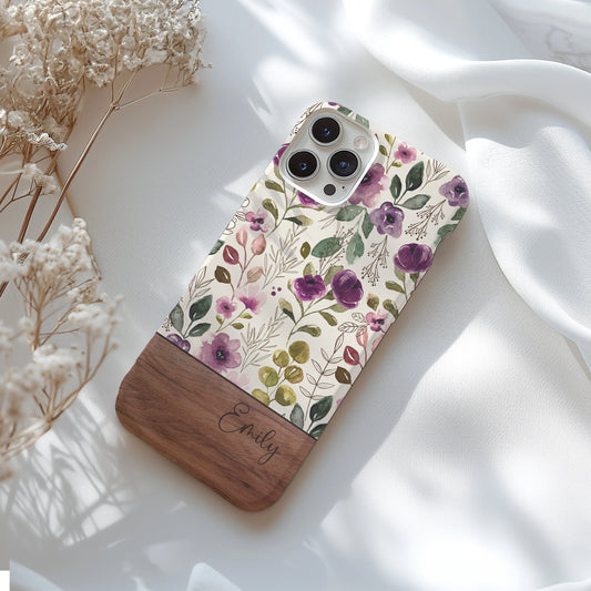 Personalized Floral Tough Phone Case for iPhone, Samsung and Google Phones