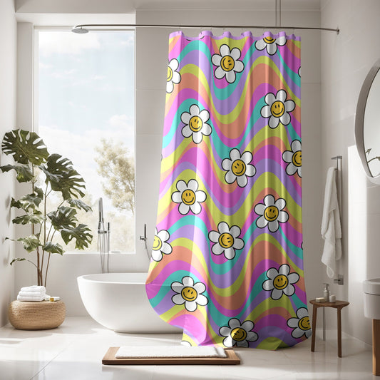 Groovy Colorful Shower Curtain - PERSONALIZABLE