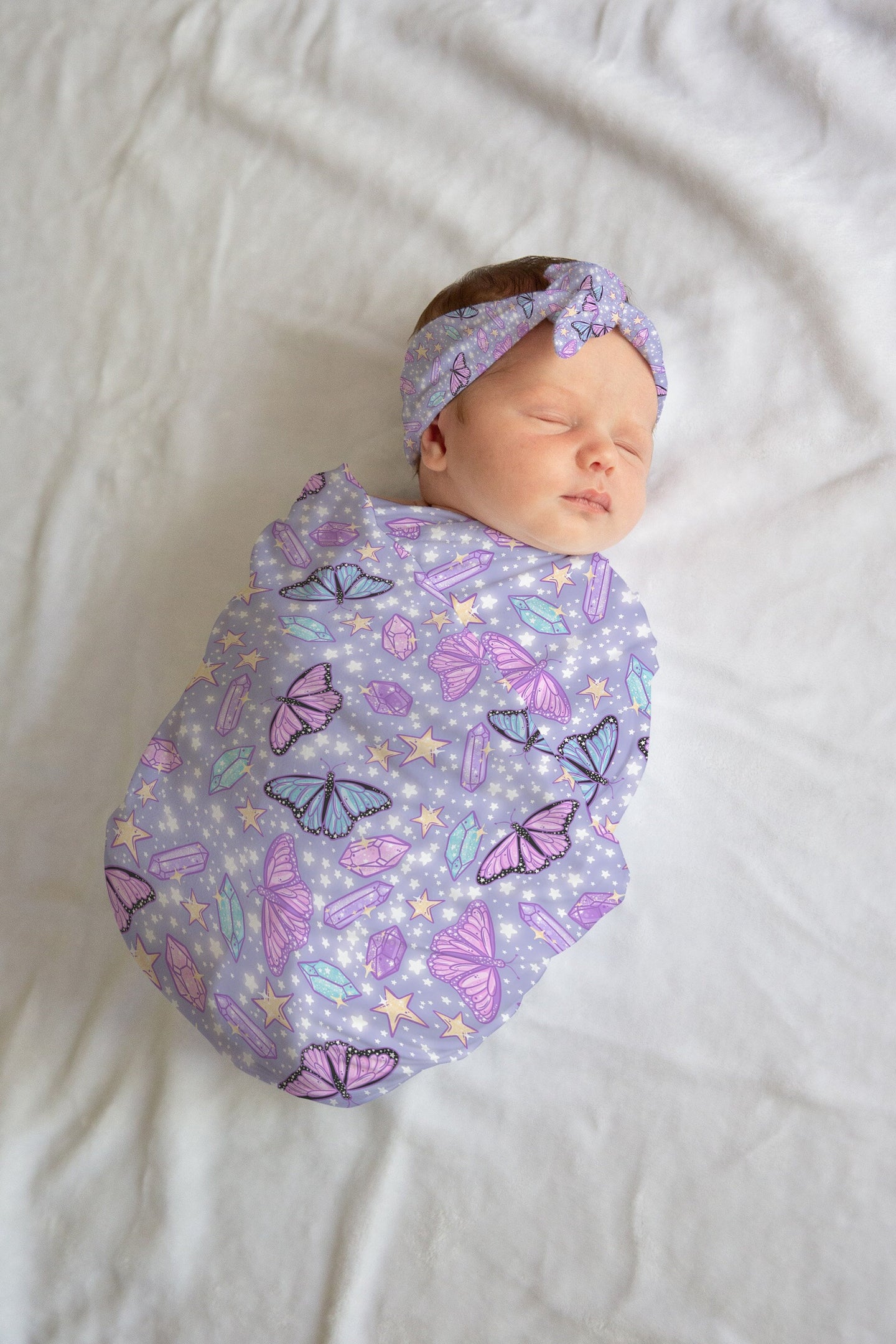 Whimsical Butterfly Swaddle Bow / Hat Set for Newborn