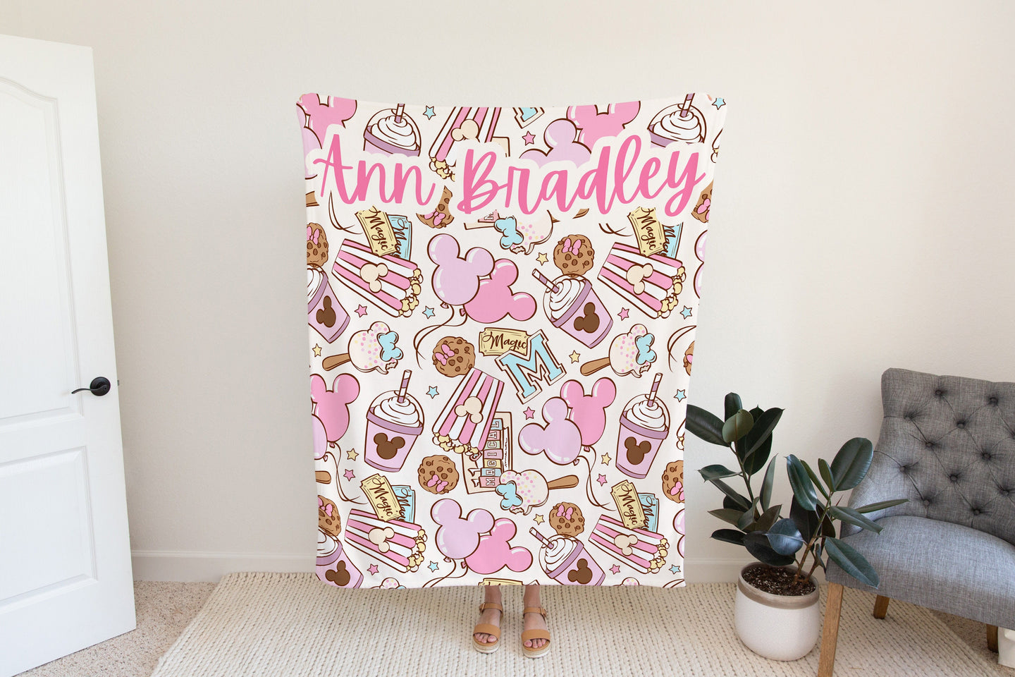 Personalized Pink Disney Blanket