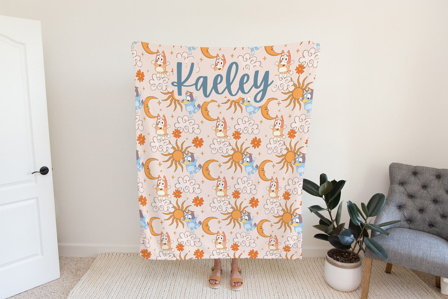 Personalized Boho Bluey Blanket