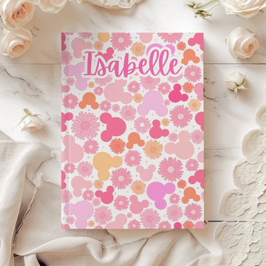 Personalized Pink Disney Park Autograph Book, Magical Disney Autograph Book, minnie mouse Autograph book, floral disney autograph