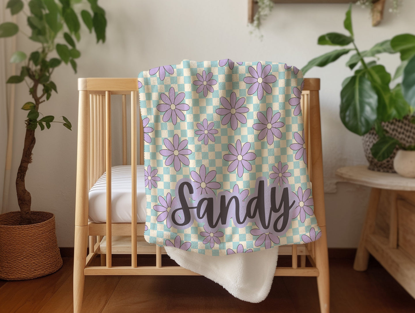 Personalized Girls Groovy Floral Blanket