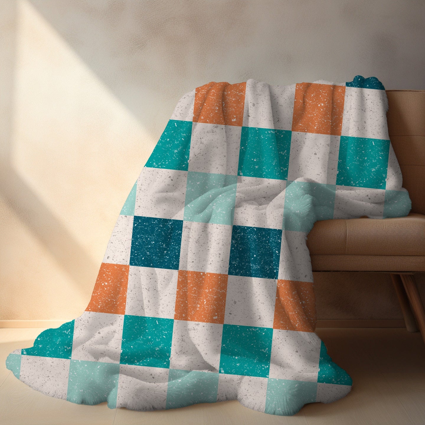 Personalized Checkered blanket for boy, Blue checker throw, birthday gift for him custom name blanket baby shower gift birthday gift for boy