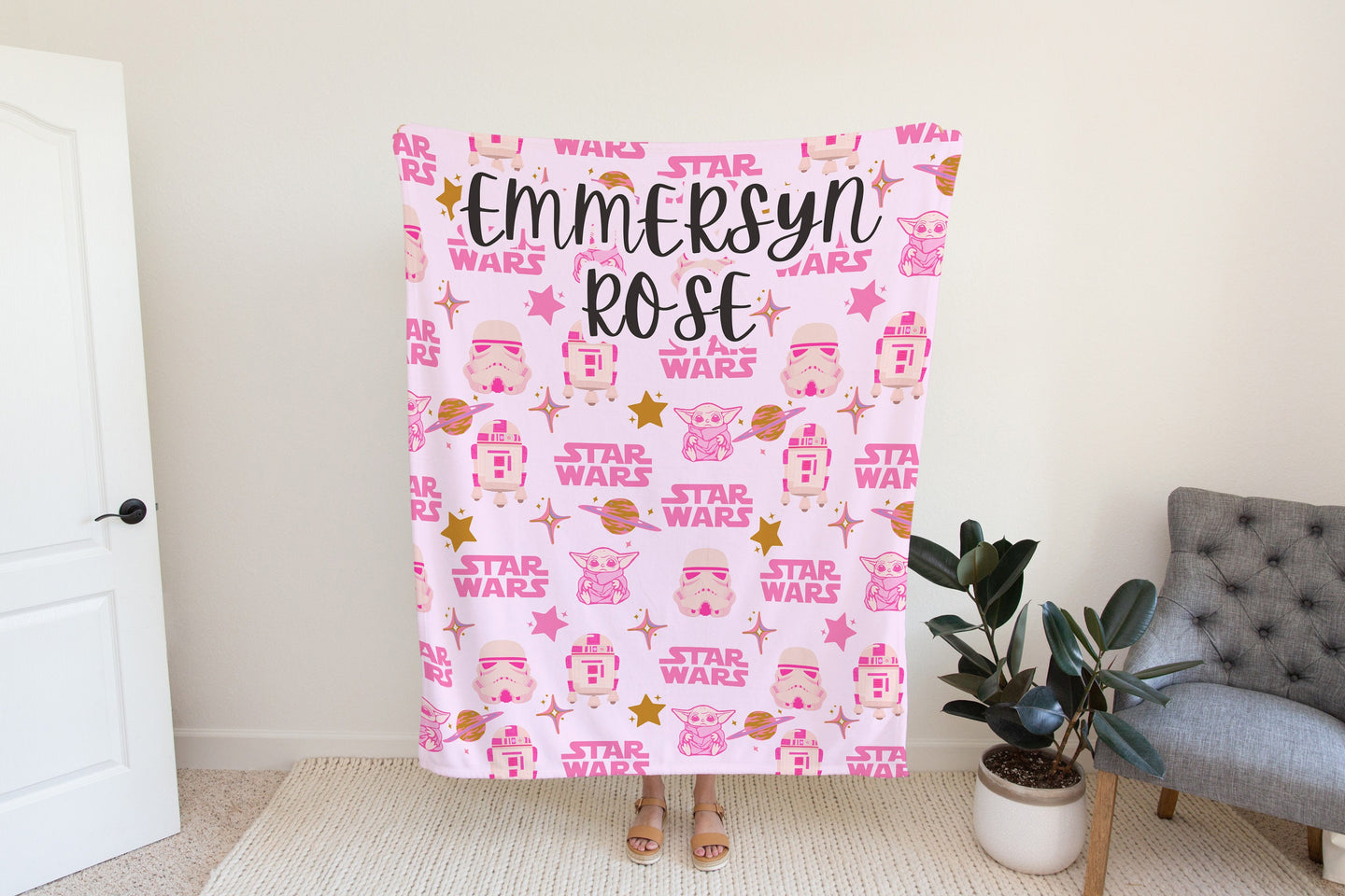 Personalized Star Wars blanket Pink