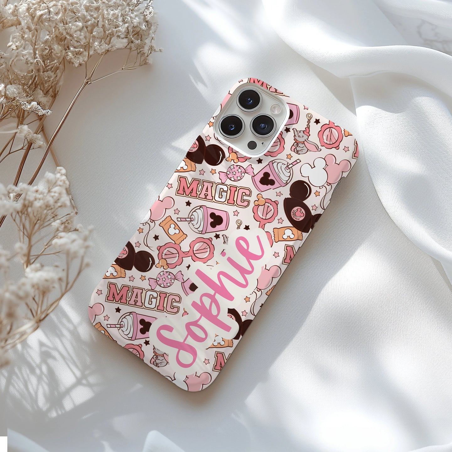 Personalized Pink Disney Tough Phone Case for Iphone, Samsung and Google Phones