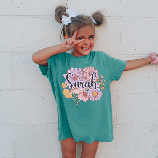 Retro Kids Name Shirt, Personalized Kids Shirt, Personalized comfort colors Shirt, Custom Name Girl Tshirt, Custom Girl Tee, Custom Boy Tee