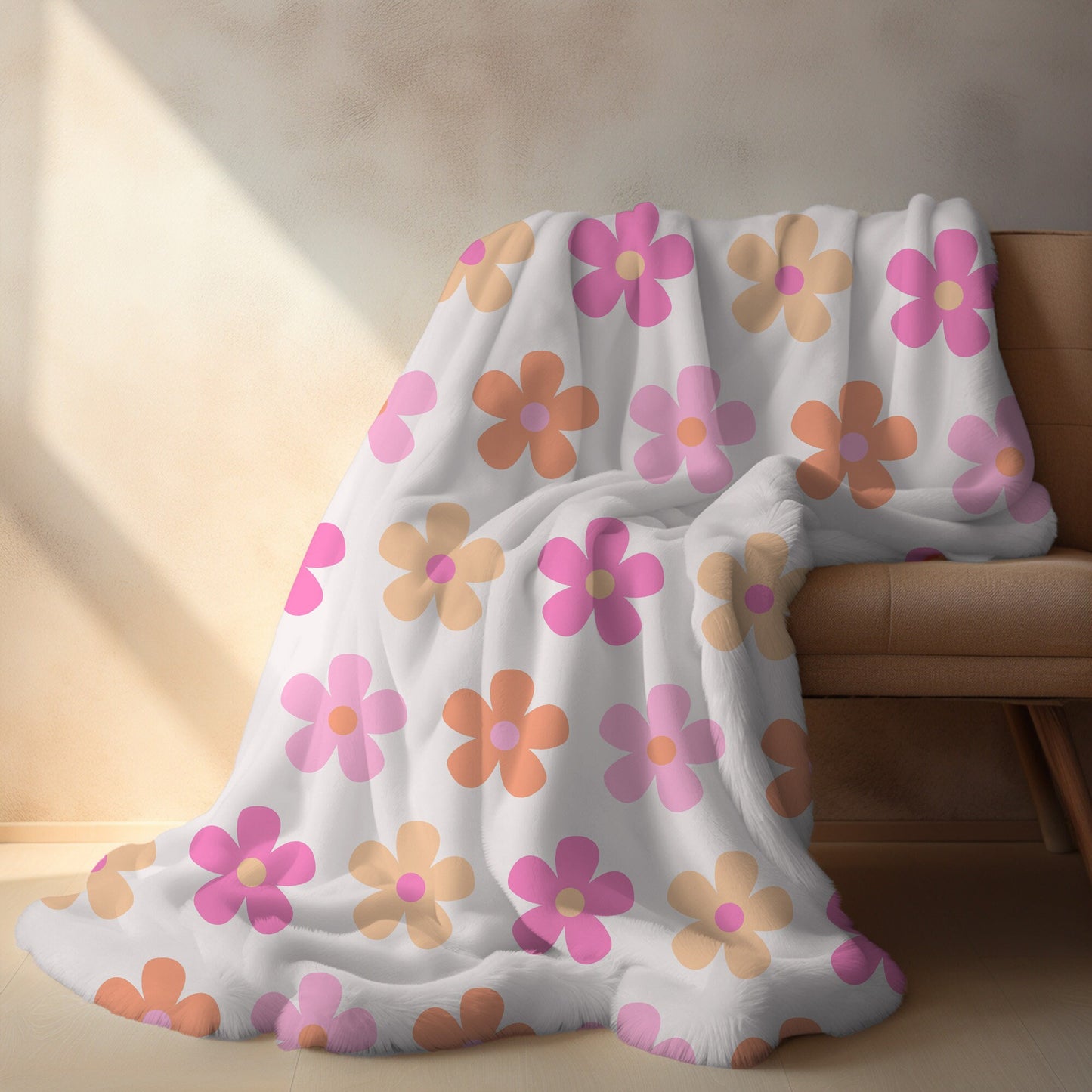 Personalized floral Blanket pink, groovy floral blanket, pink floral blanket, pastel floral blanket, toddler blanket, groovy home decor