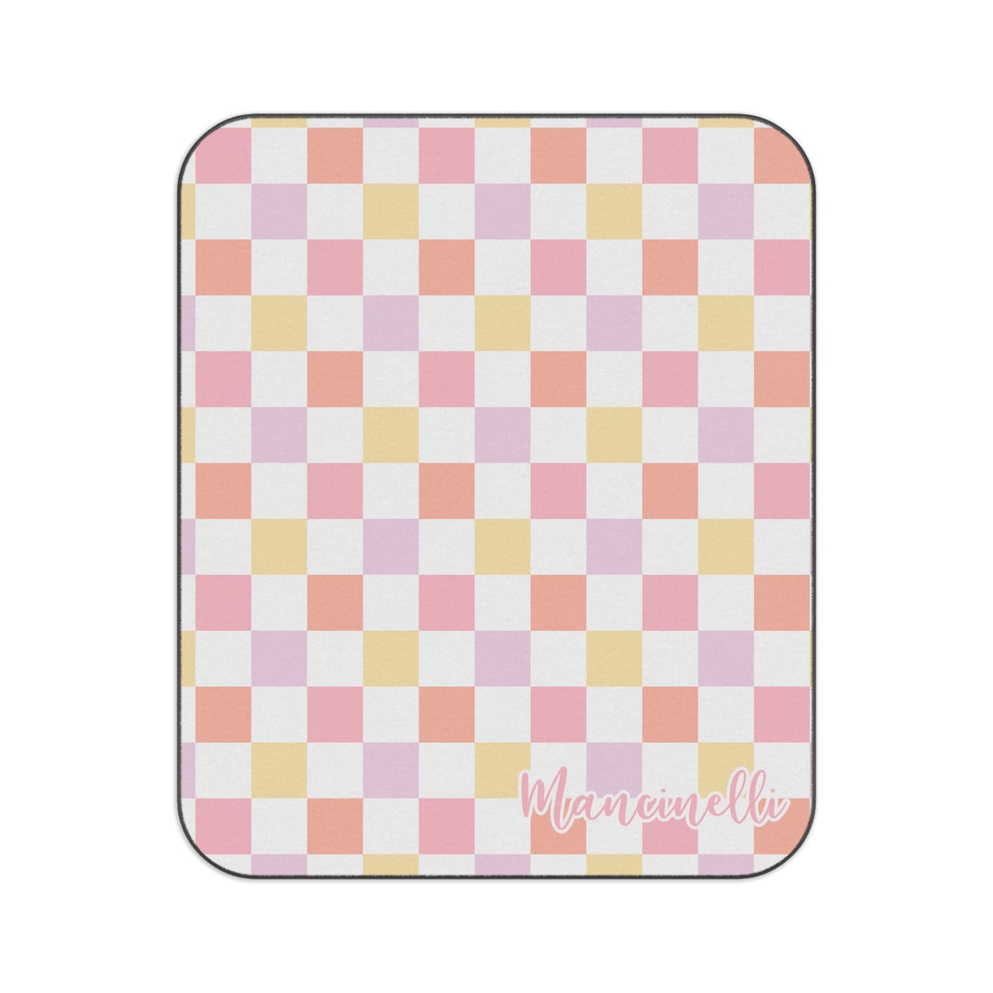 Personalized Pastel Checkered Picnic Blanket Waterproof