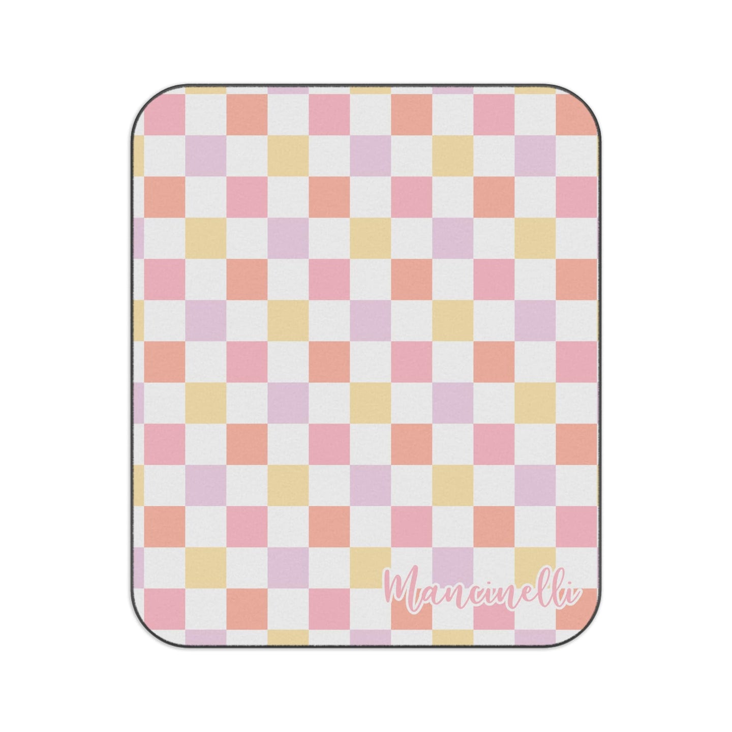 Personalized Pastel Checkered Picnic Blanket Waterproof