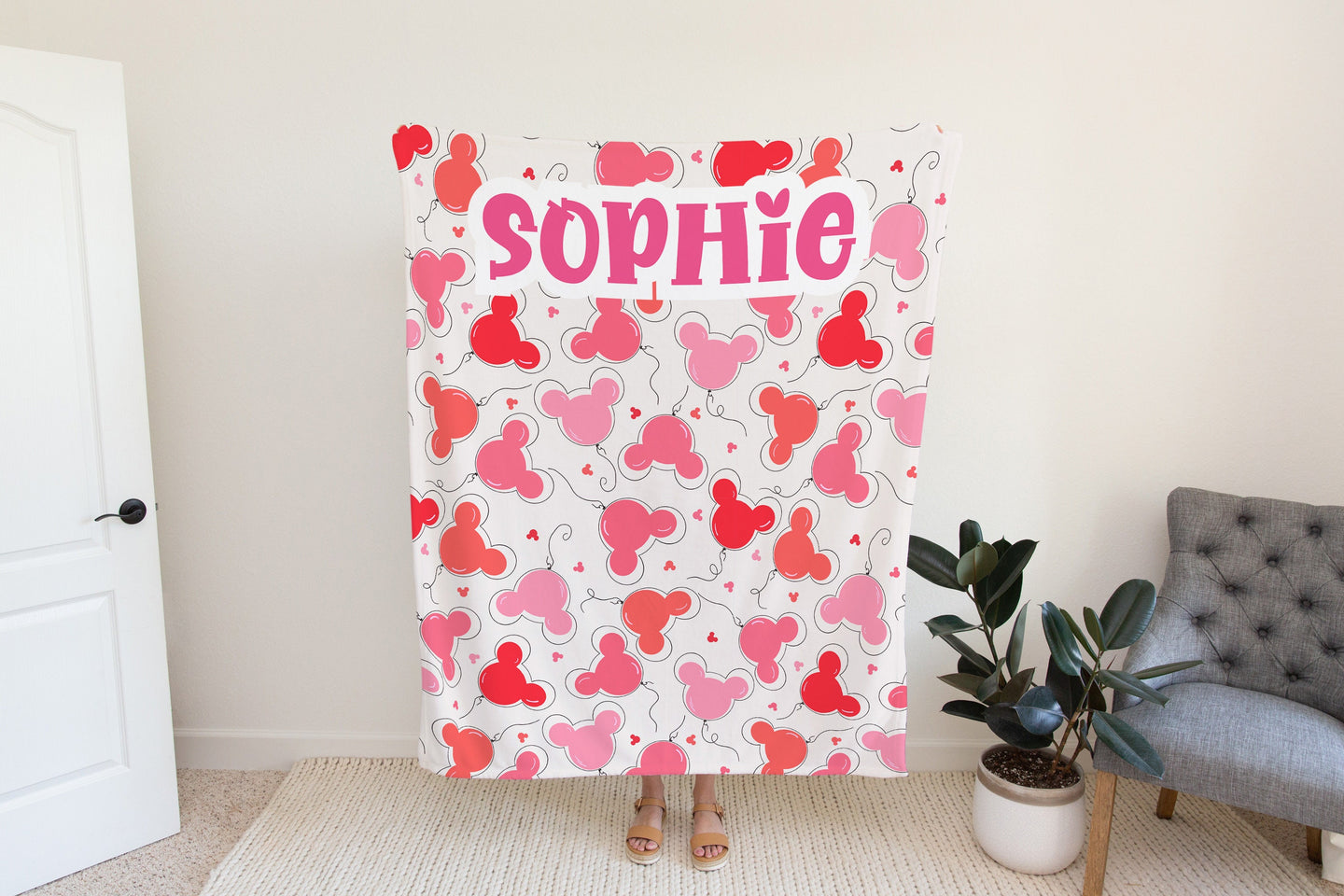 Personalized Pink Disney blanket