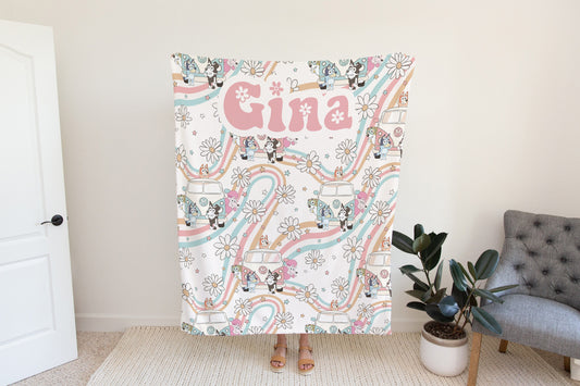 Personalized Groovy Bluey Blanket