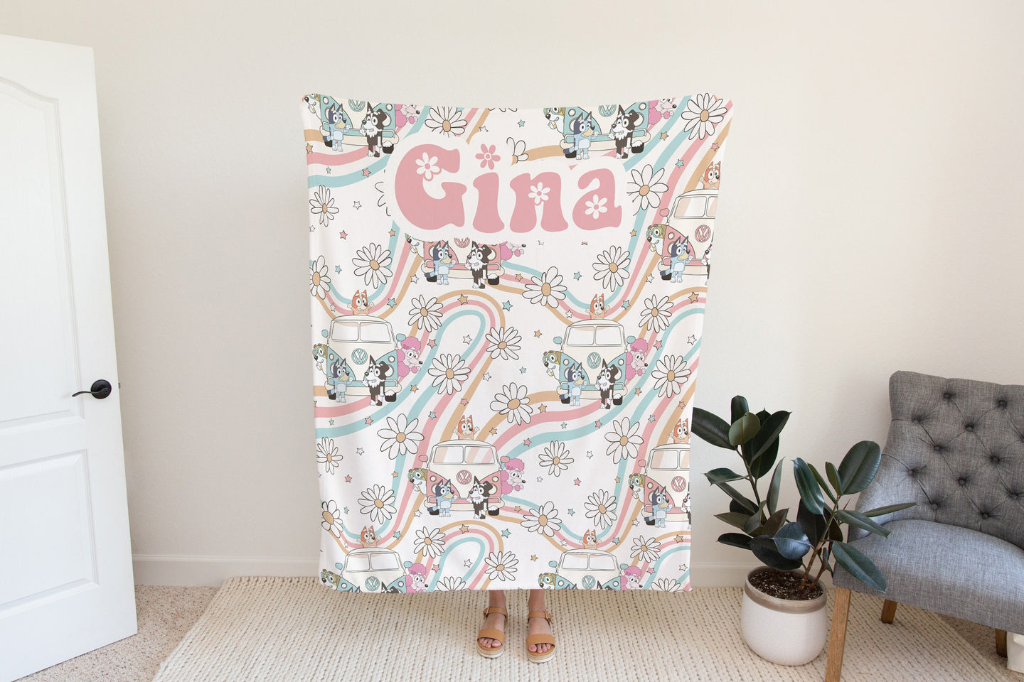 Personalized Groovy Bluey Blanket