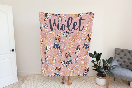 Personalized Groovy Bluey Blanket