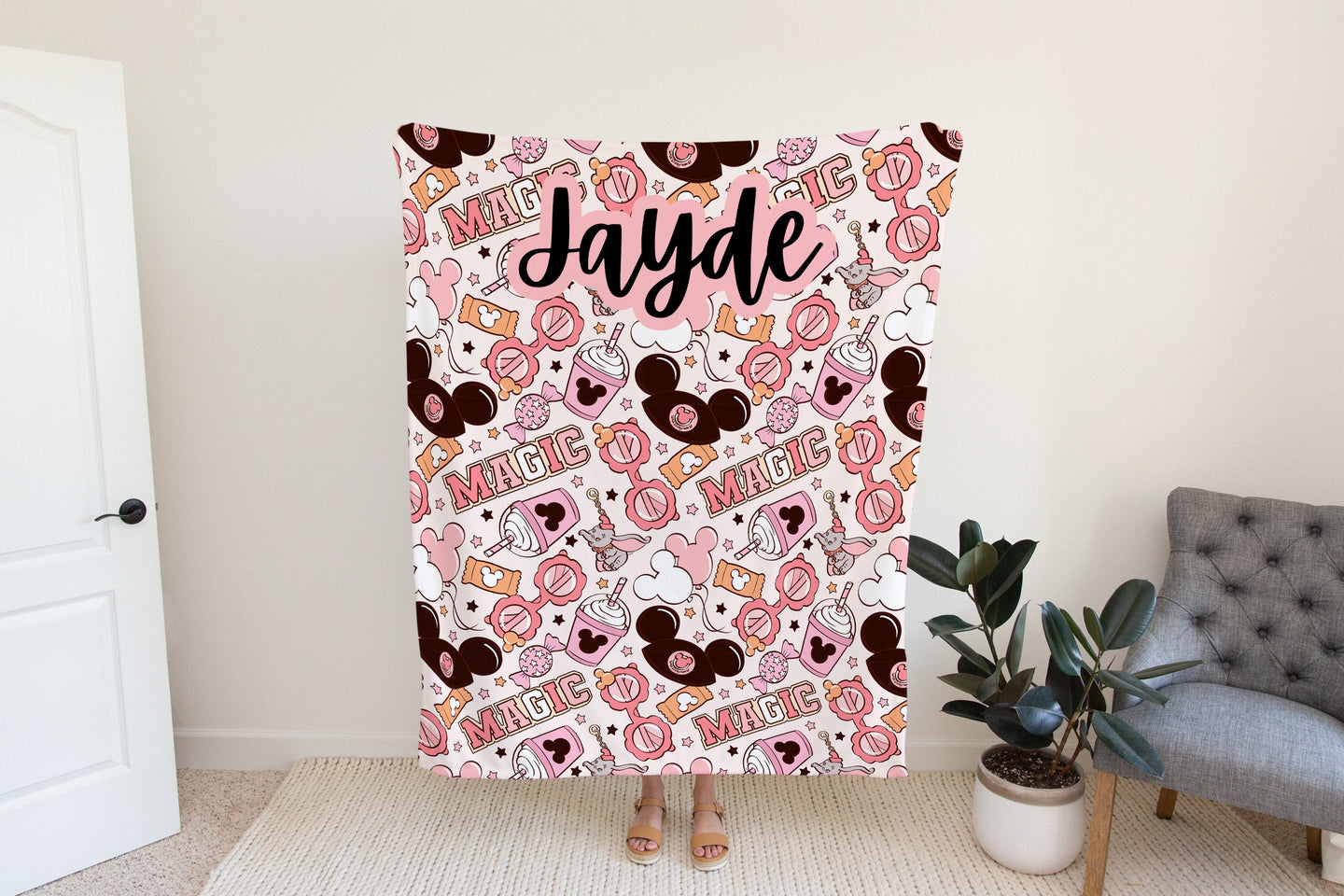 Personalized Pink Disney blanket