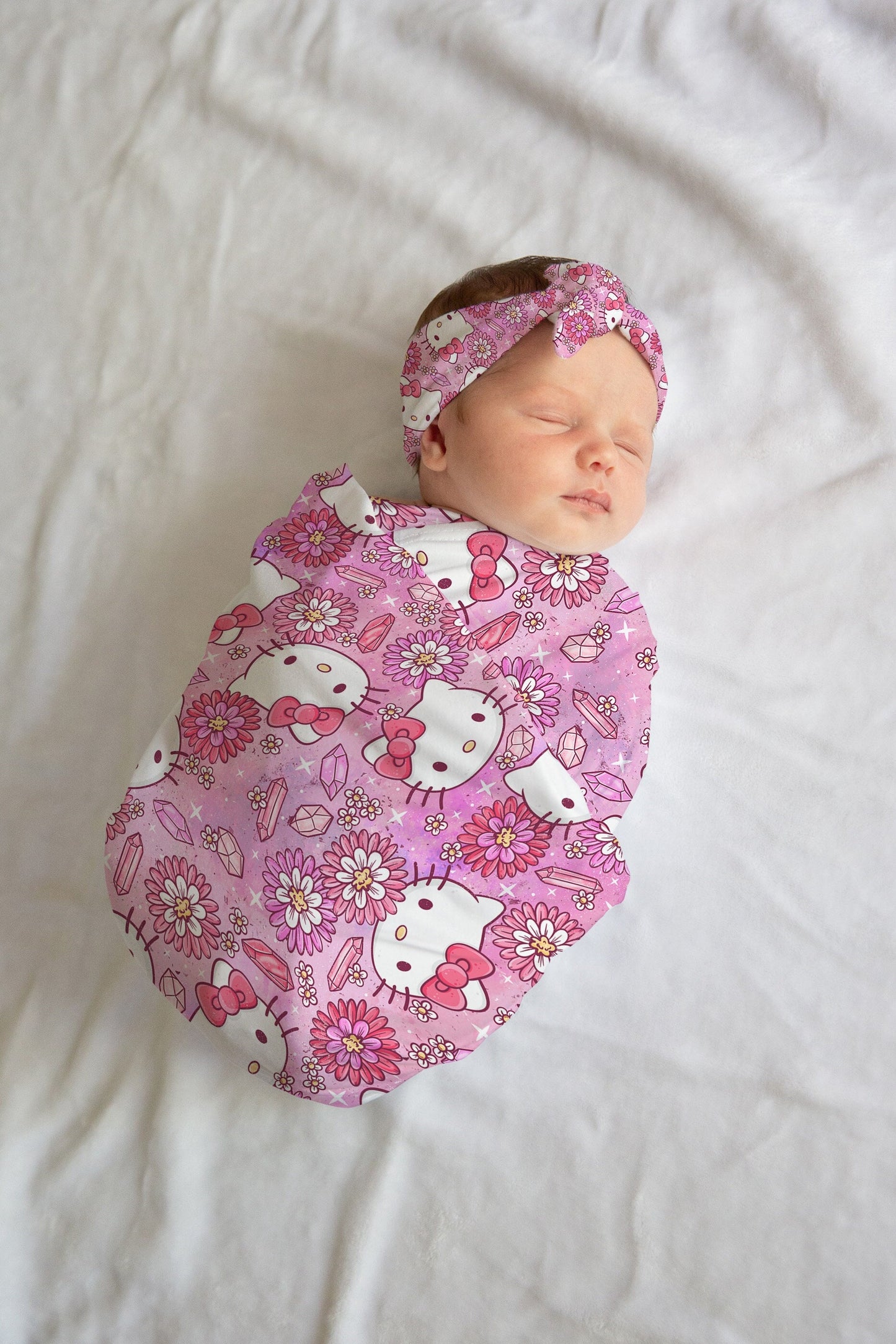 Personalized Pink Hello Kitty Swaddle Set