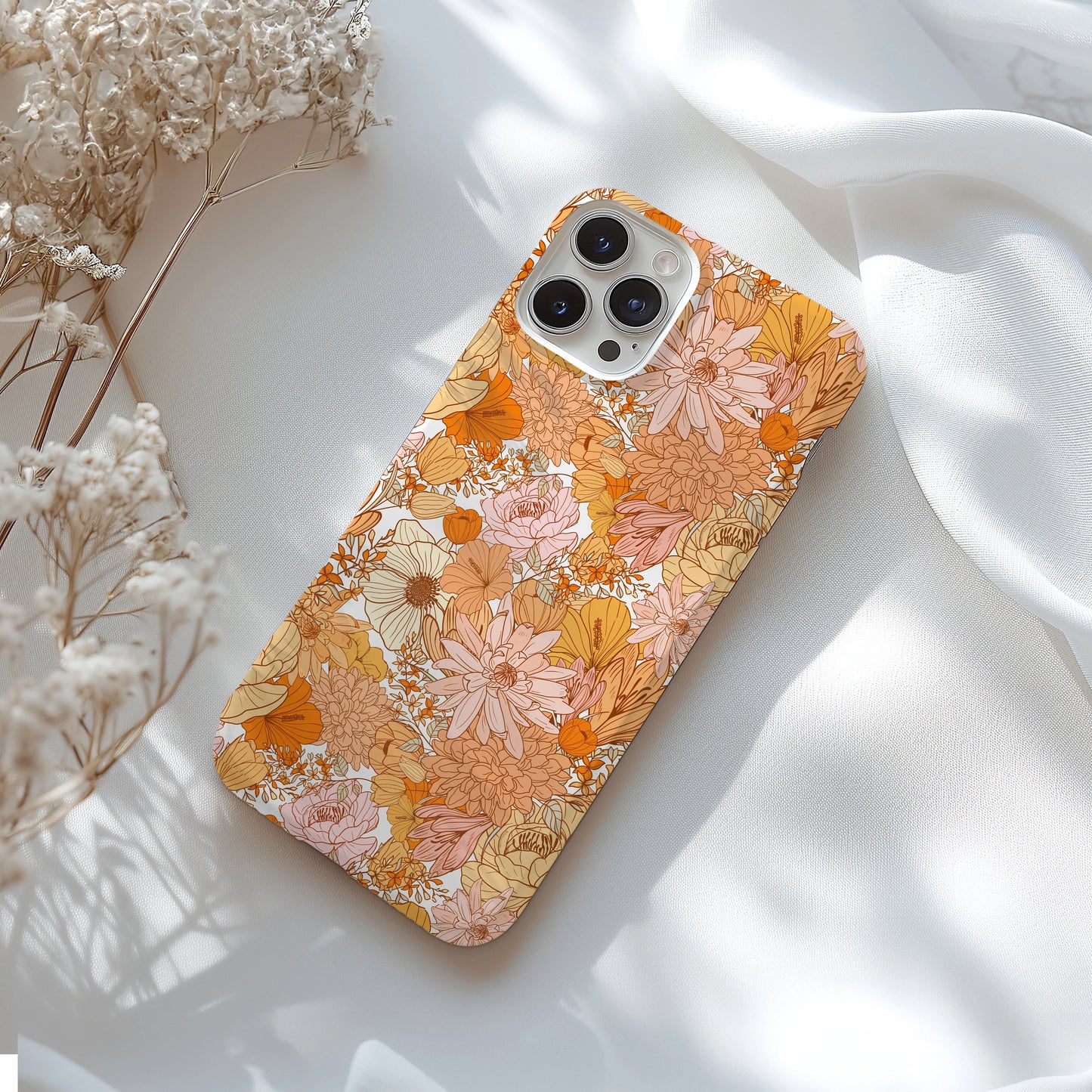 Personalized Floral Tough Phone Case for iPhone, Samsung and Google Phones