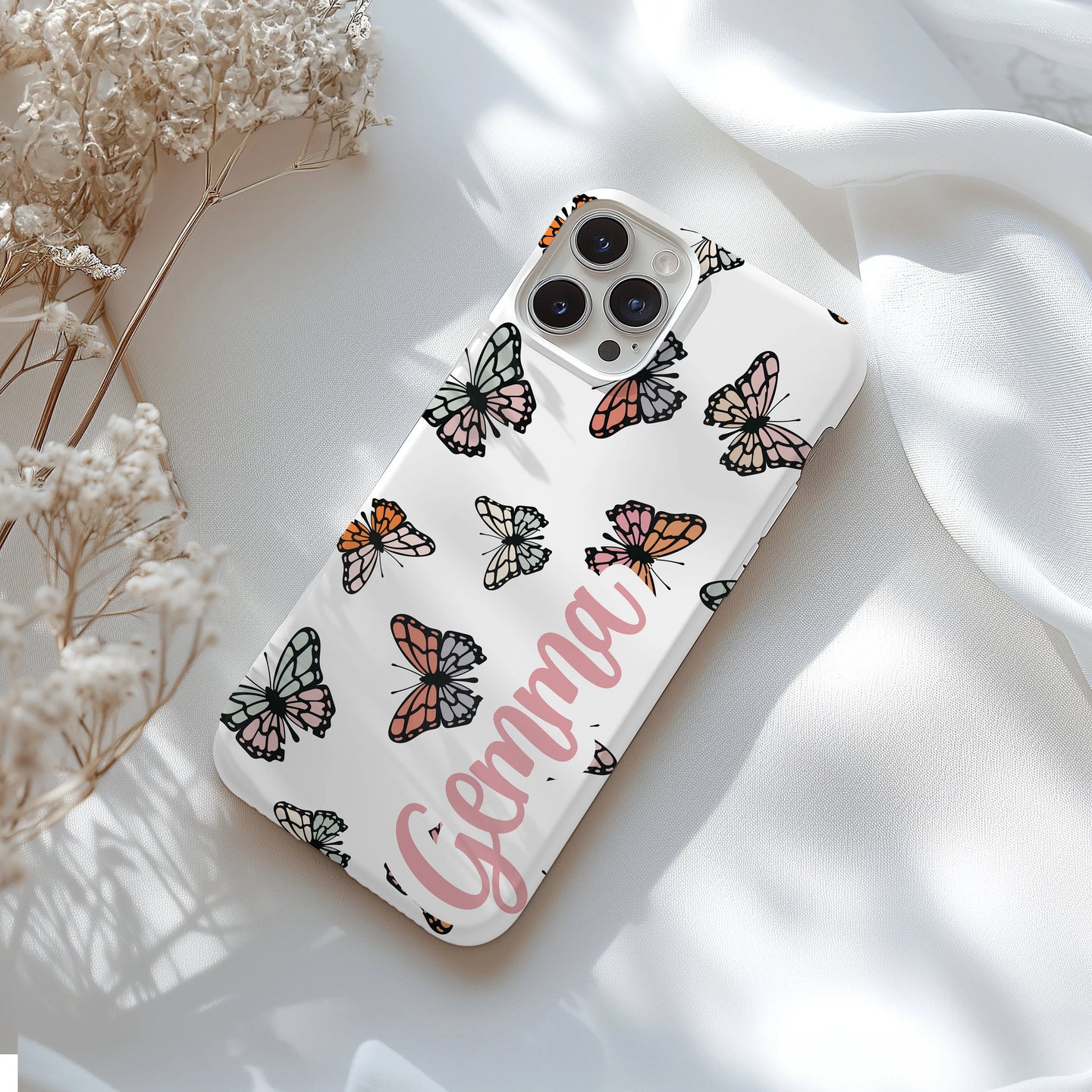 Personalized Butterfly Tough Phone Case for iPhone, Samsung and Google Phones