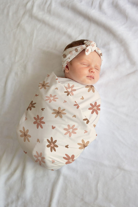 Boho Disney Swaddle Bow/Hat Set