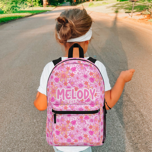 Personalized kids school backpack, personalized toddler backpack Floral, custom name backpack for adults, monogram backpack birthday gift