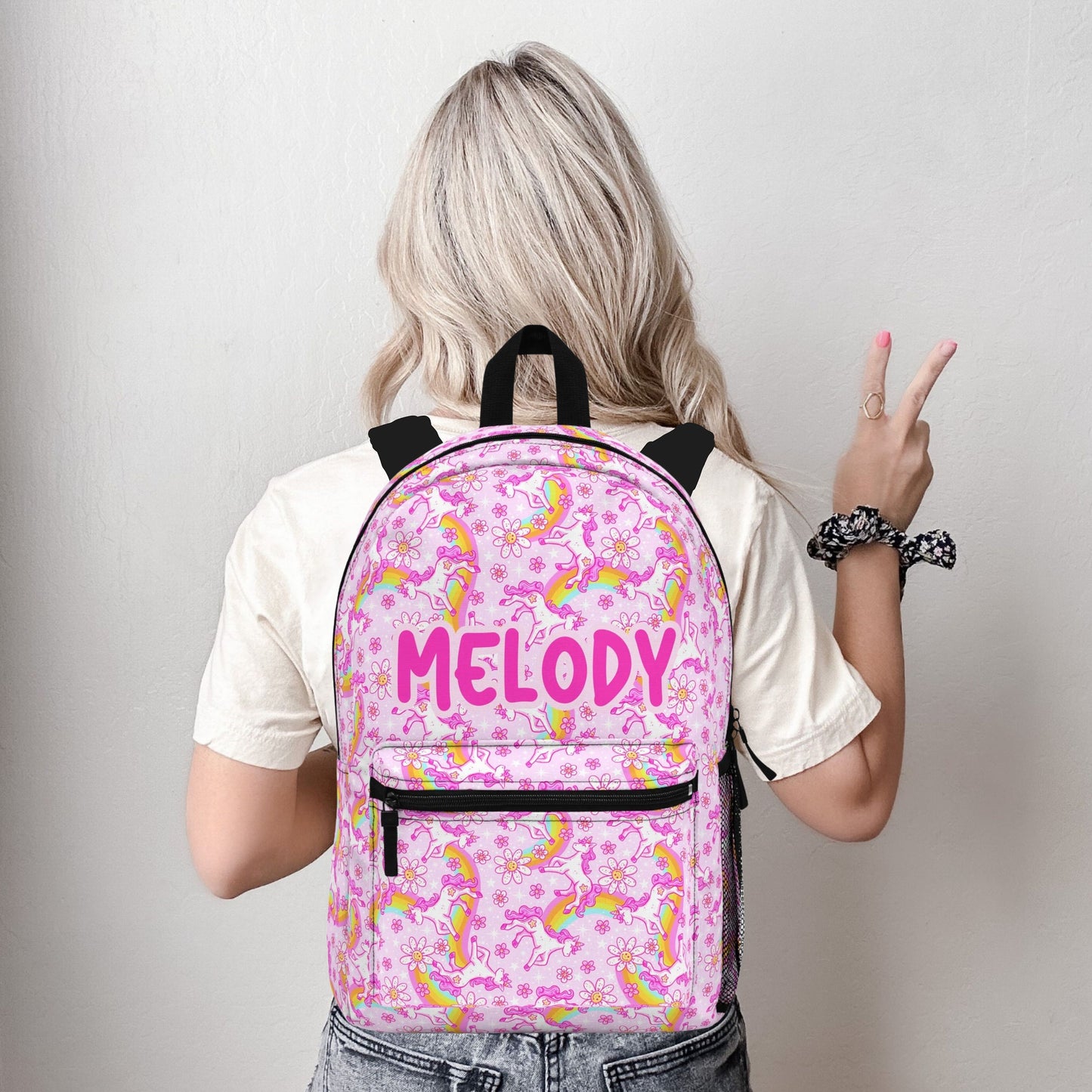 Personalized Kids School Backpack Pink Unicorn