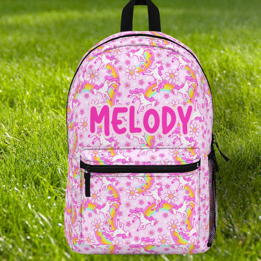 Personalized Kids School Backpack Pink Unicorn